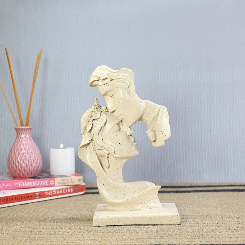 Romantic Couple Under Umbrella Sculpture HandPainted Resin Love Statue, Anniversary & Valentines Day Gift for Home decor