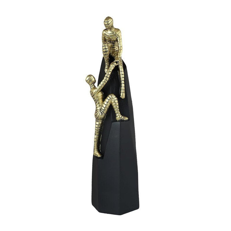 Golden Mummy Statue - Egyptian Mummy Figurine - Black Base - Home Decor