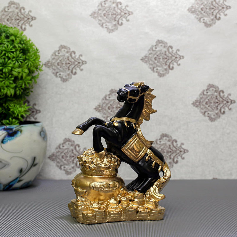 Elegant Black and Gold Horse Statue - Luxurious Decor for Home & Office