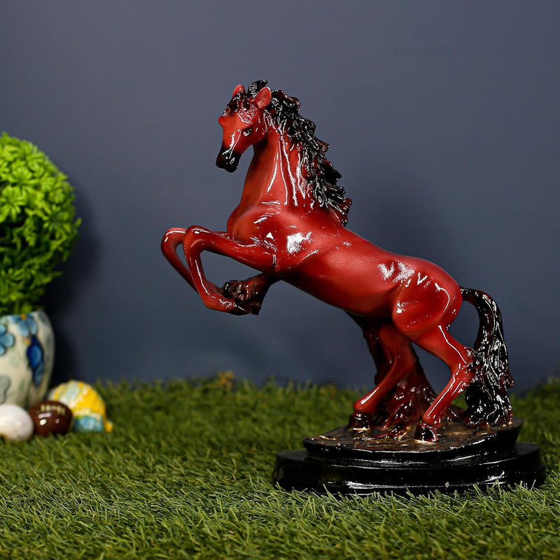 Red Stallion Statue - Majestic Horse Figurine for Home Decor and Gift