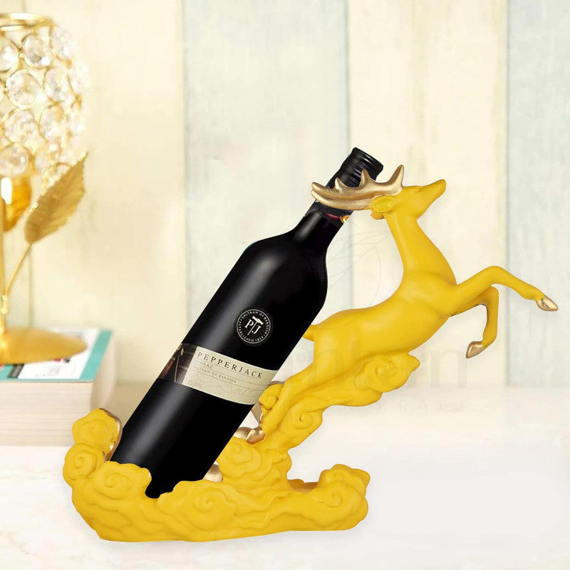 Modern Yellow Deer Wine Bottle Holder - Feng Shui Decor