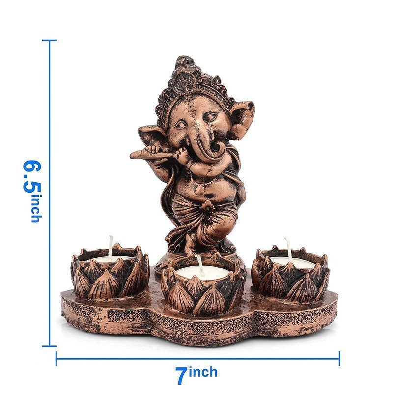Copper Ganesh Idol with Tealight Candle Holder