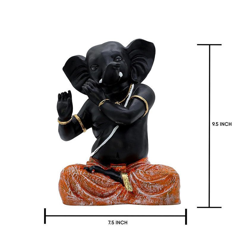 Dancing Baby Ganesha Idol with Orange Dhoti