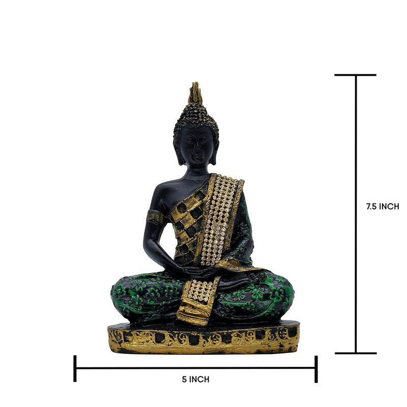 Decorative Buddha Statue with Crystal Embellishments, 7.5 x 5 Inch