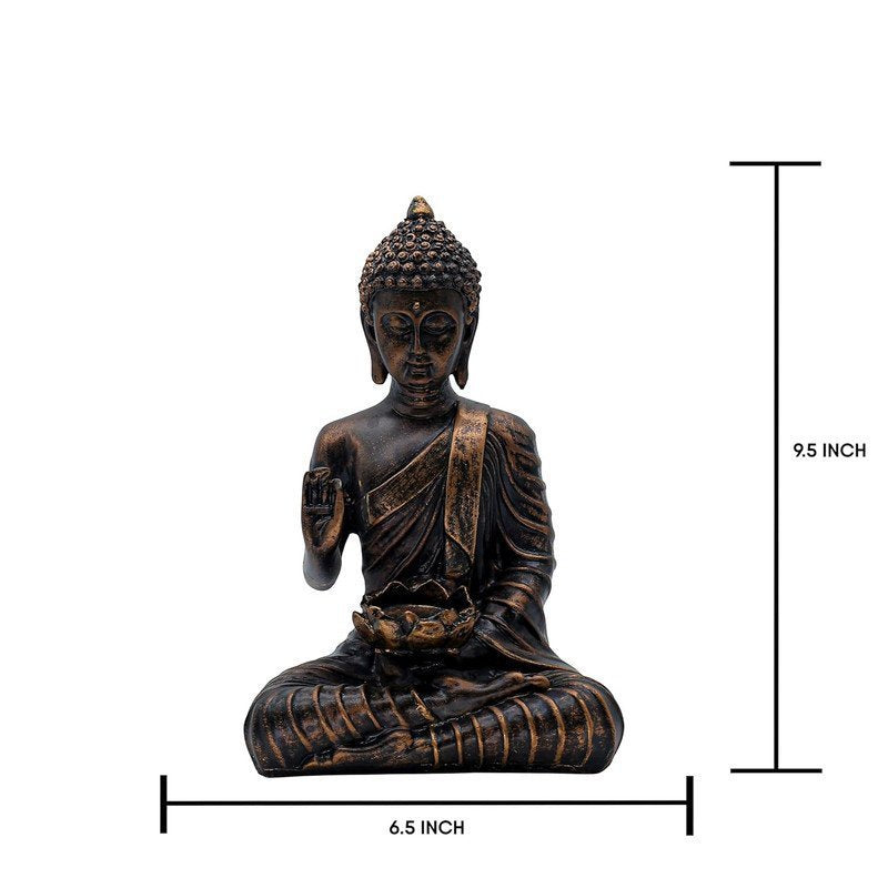Meditation Buddha Statue with Lotus Bowl , 24.1 x 16.5 cm
