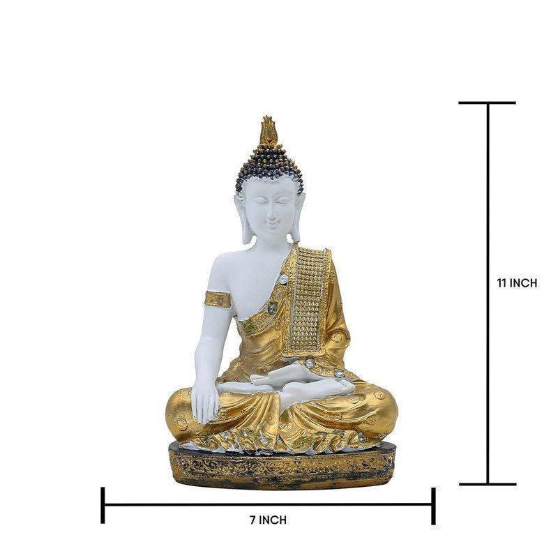 White and Gold Buddha Statue , 28 cm x 18 cm