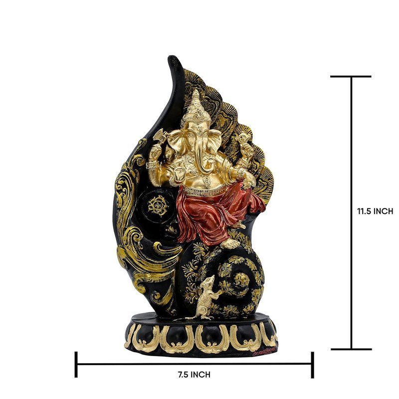Black & Gold Ganesha on Mouse Statue