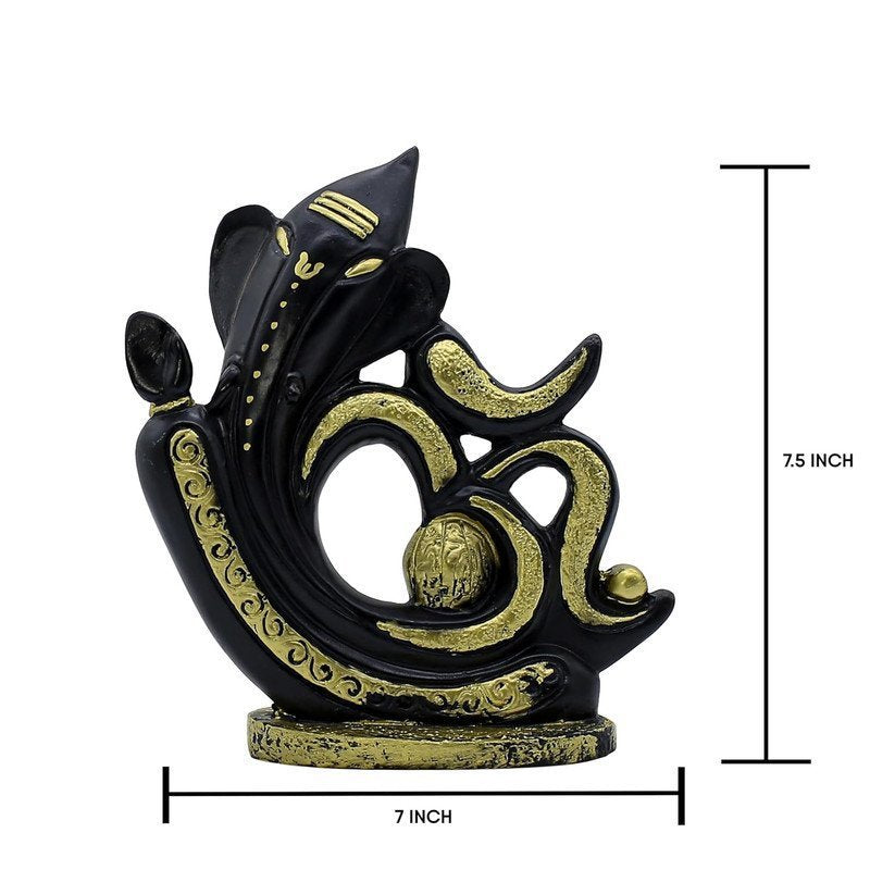 Black & Gold Resin Ganesha with OM Script