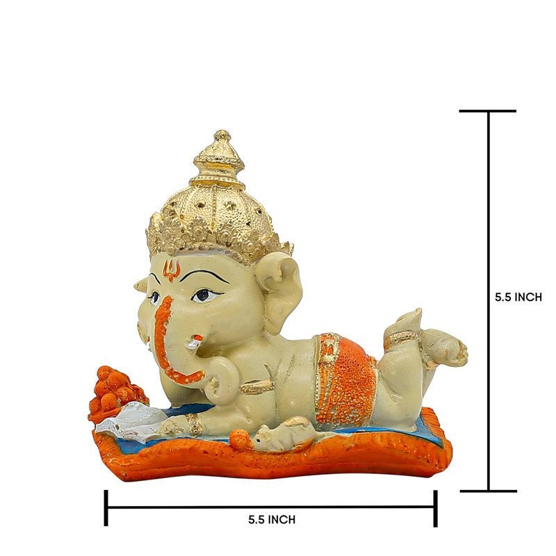 Multicolor Baby Ganesha Reading Book Statue