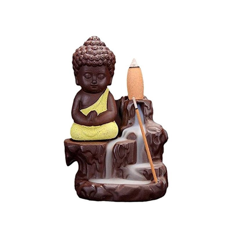Mini Meditating Buddha Backflow Incense Burner with 10 Free Cones
