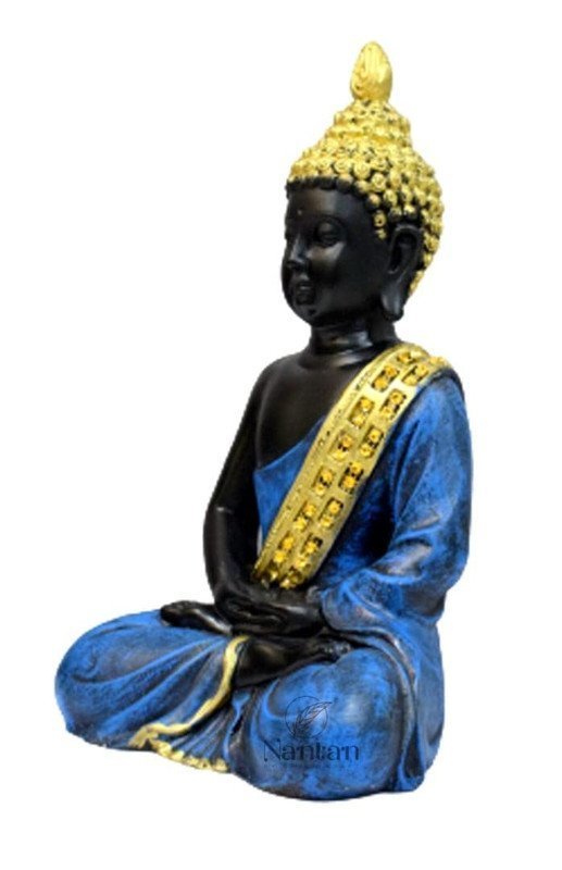 Blue Meditating Buddha Statue