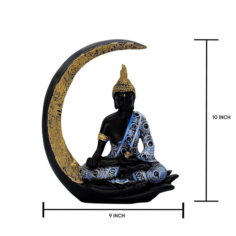 Antique Meditating Moon Buddha Statue Showpiece for Home Decor