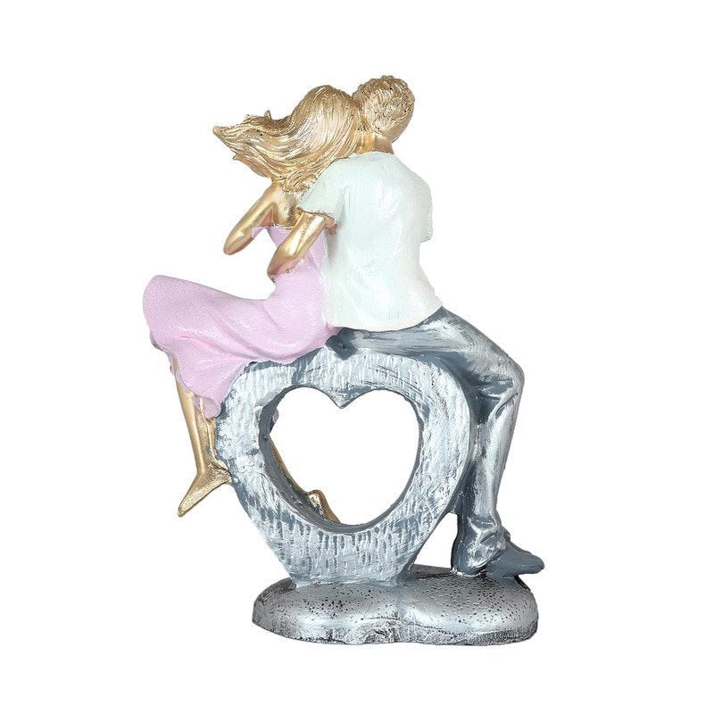 Hand-Painted Couple on Bench Love Statue
