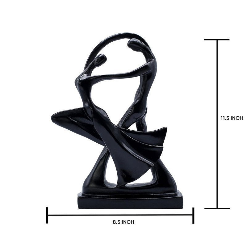 Abstract Black Resin Dancing Couple Figurine