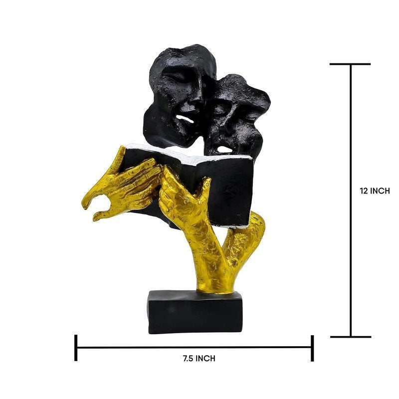 Abstract Reading Couple Statue (Black & Gold)