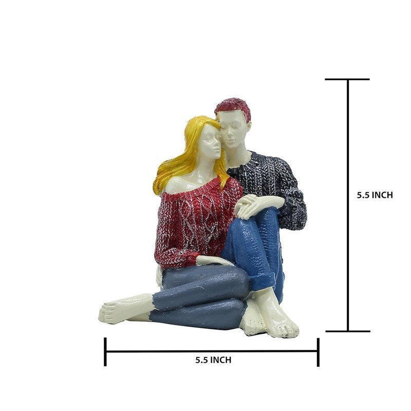 Handmade Seated Couple Resin Statue