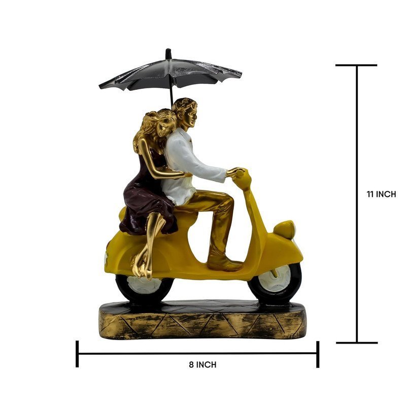 Romantic Couple on Yellow Scooter Statue