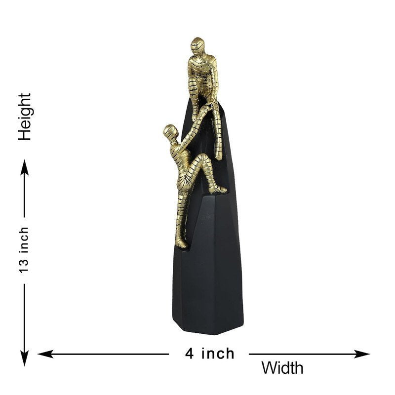 Golden Egyptian Mummy Statue Figurine with Black Base