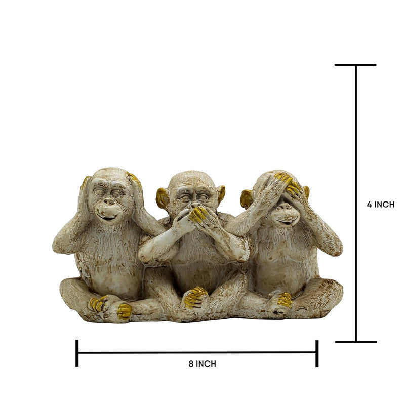 Three Wise Monkeys Statue - Hear No Evil, See No Evil, Speak No Evil - Decorative Figurine for Home & Office