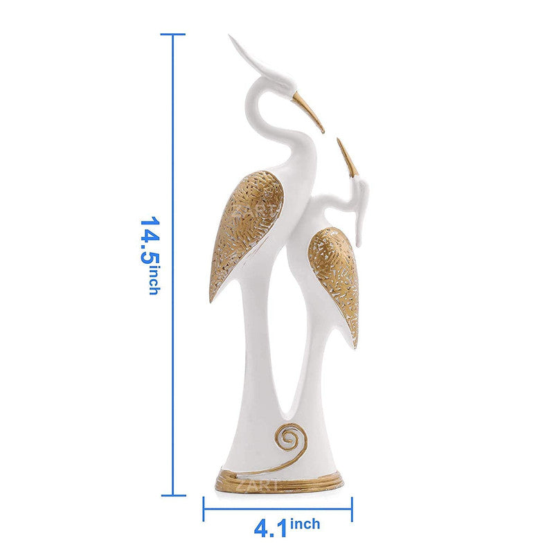 Elegant White and Gold Crane Statue for Home Decor - Perfect Gift Idea
