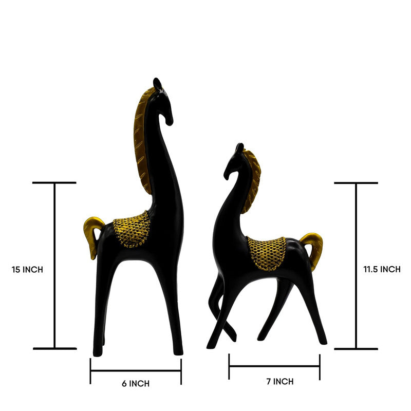 Elegant Black & Gold Giraffe Figurines - Modern Home Decor Set