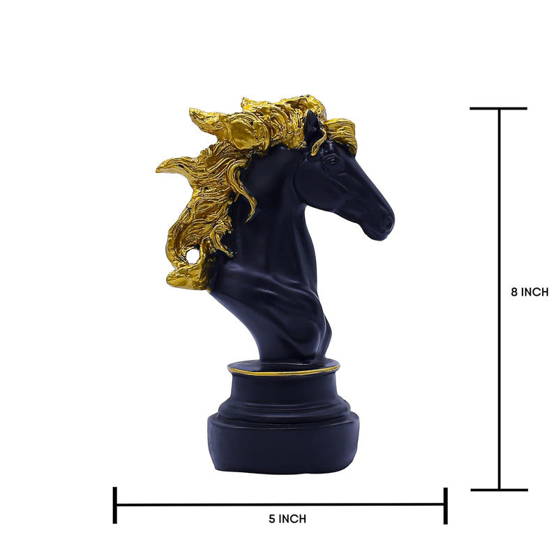 Black and Gold Horse Head Statue - Luxurious Decor for Home & Office
