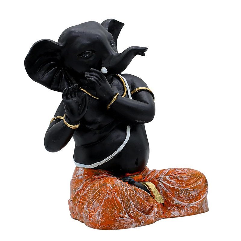 Dancing Baby Ganesha Idol with Orange Dhoti