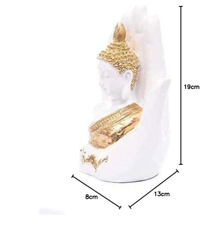 Polyresin White Hand Palm Buddha Idol Showpieces