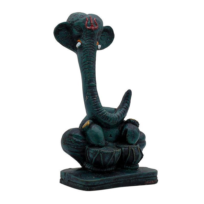 Matte Black Abstract Ganesha with Damru