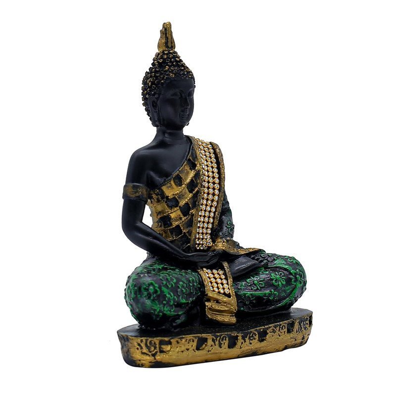 Decorative Buddha Statue with Crystal Embellishments, 7.5 x 5 Inch