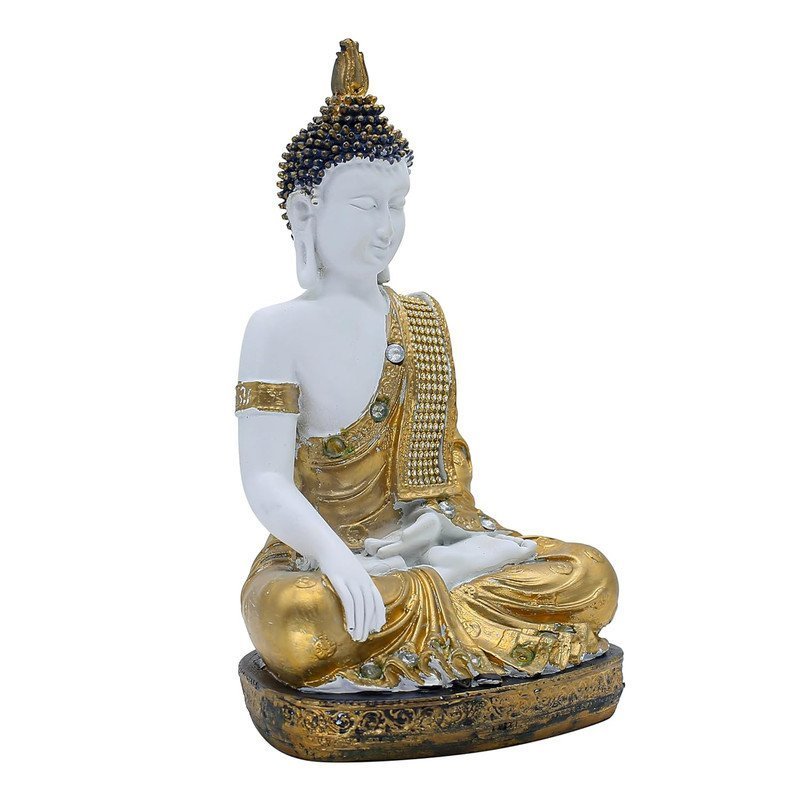 White and Gold Buddha Statue , 28 cm x 18 cm