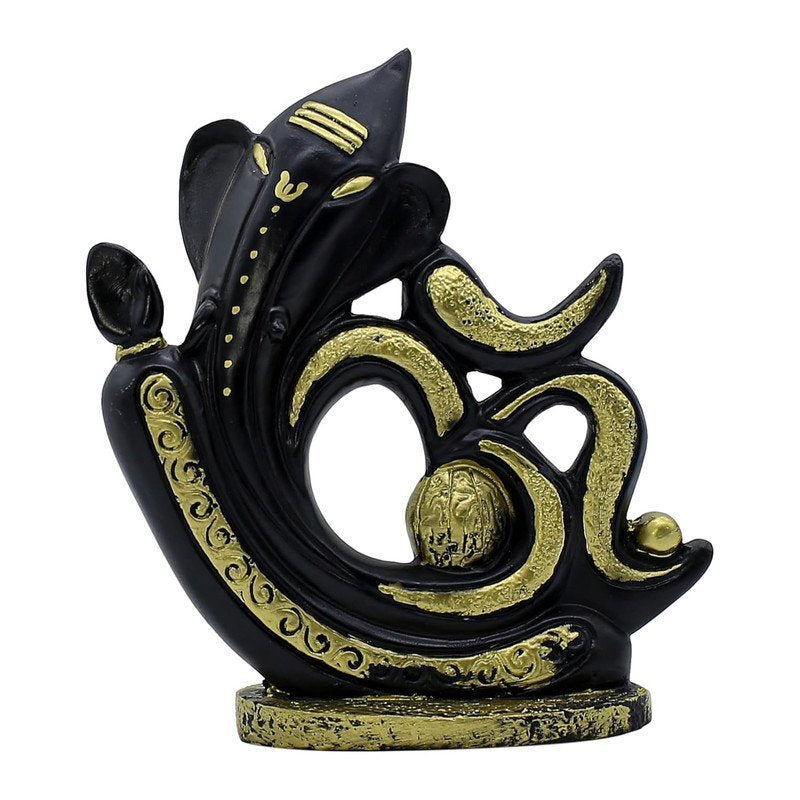 Black & Gold Resin Ganesha with OM Script
