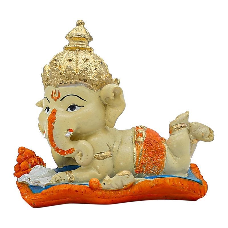 Multicolor Baby Ganesha Reading Book Statue