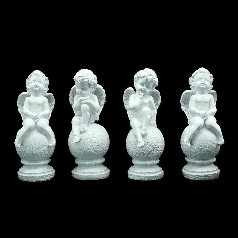 White Angel Figurine Set of 4, 8 Inch Height, 3-3.5 Inch Width
