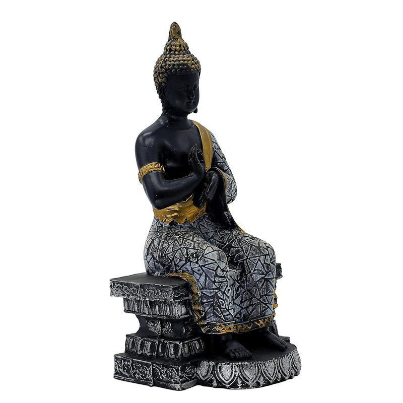 Black and Gold Mosaic Buddha Sculpture , 26.7 cm x 12.7 cm