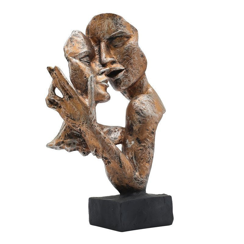 Abstract Romantic Kissing Couple Sculpture