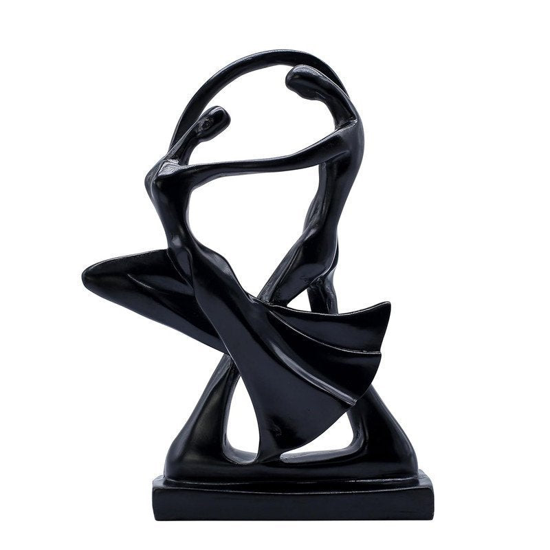 Abstract Black Resin Dancing Couple Figurine