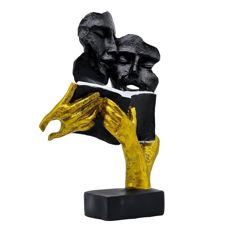 Abstract Reading Couple Statue (Black & Gold)