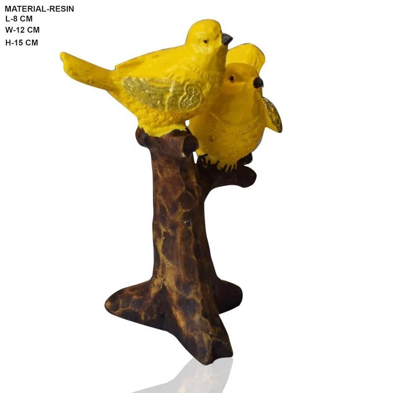 Decorative Yellow Birds on Branch Statue