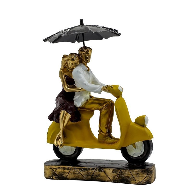 Romantic Couple on Yellow Scooter Statue