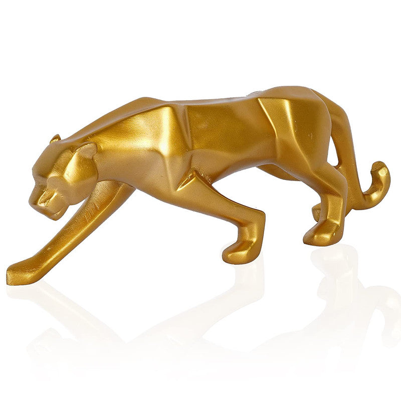 Modern Gold Panther Sculpture - Sleek Resin Animal Figurine for Home & Office Decor