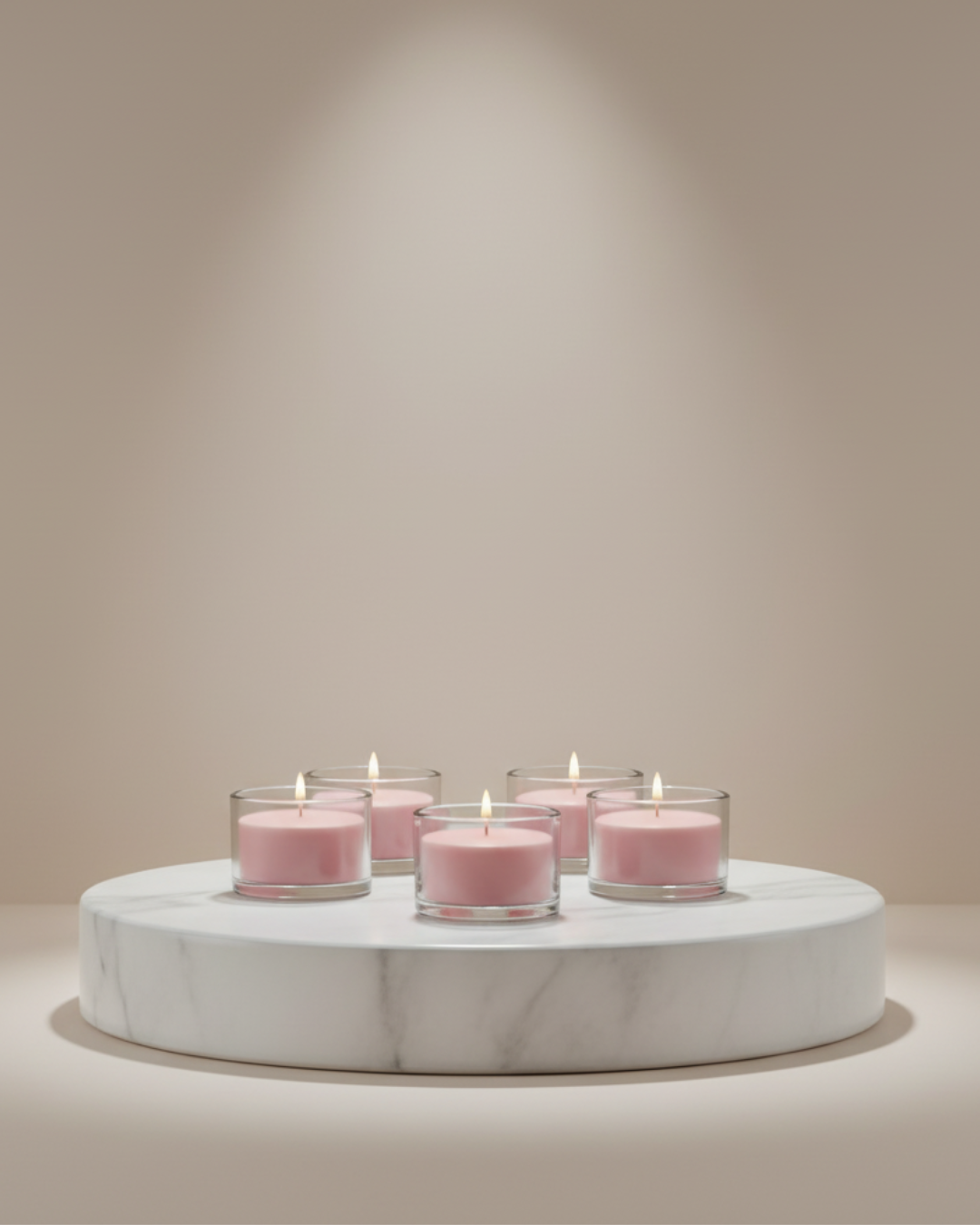 Round Scented Candles, Set Of 12, Rose Pink - Rose