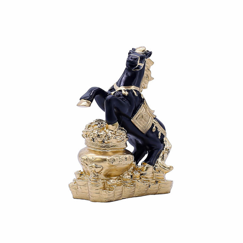 Elegant Black and Gold Horse Statue - Luxurious Decor for Home & Office