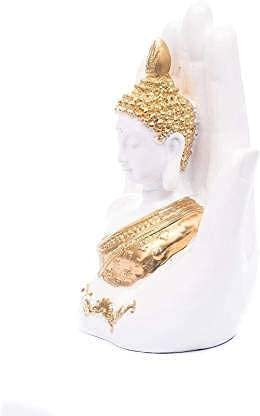 Polyresin White Hand Palm Buddha Idol Showpieces