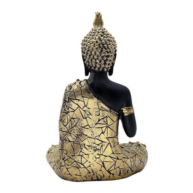 Black and Gold Mosaic Buddha Statue, 26.7 cm x 17.8 cm