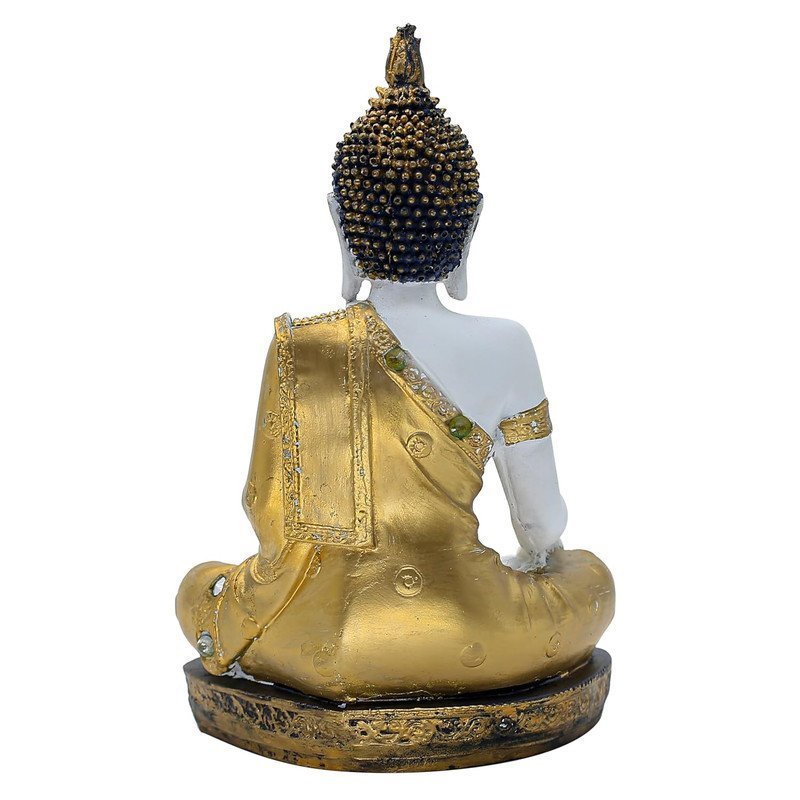 White and Gold Buddha Statue , 28 cm x 18 cm