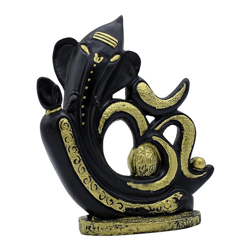 Black & Gold Resin Ganesha with OM Script