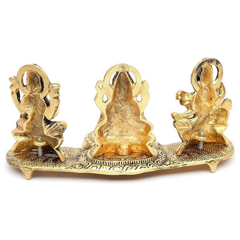 Brass Lakshmi, Ganesha & Saraswati Trio Diya