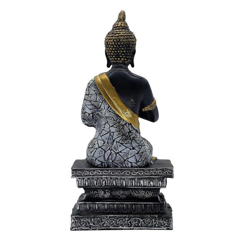Black and Gold Mosaic Buddha Sculpture , 26.7 cm x 12.7 cm