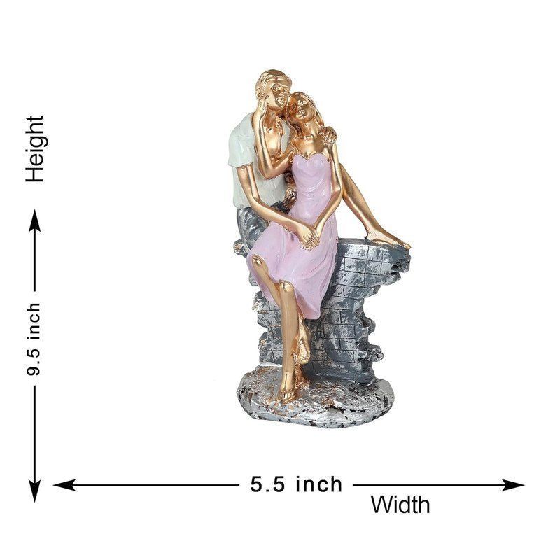 Hand-Painted Resin Couple on Bench Statue